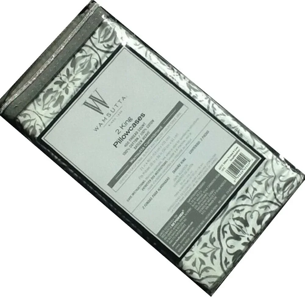 new GRAY BATIK MEDALLION Wamsutta 400 TC 100% Cotton Sateen KING Pillowcases